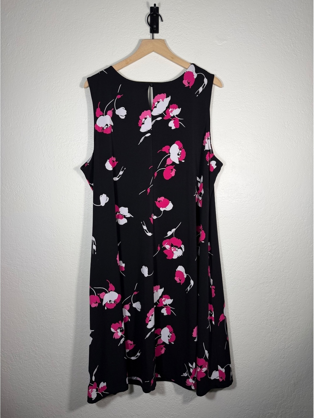 Susan Graver Black Pink Floral Sleeveless A-Line Midi Dress Size 2X - Picture 4 of 6